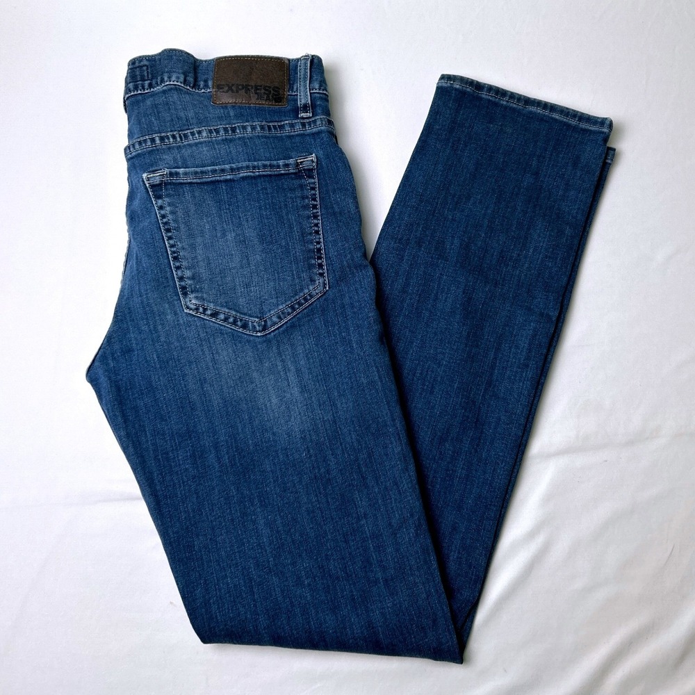 Express Men Kingston Classic Fit Straight Leg Jeans Size 32x34 Blue Casual Denim